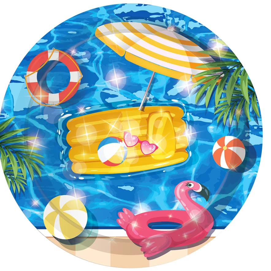 Hawaii Summer Swimming Pool Happy Birthday Party Disposable