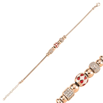 

KUTAYDAN 925 Sterling Silver Zircon Stone and Cabochons Moving Dangle Drop Pattern Bracelet