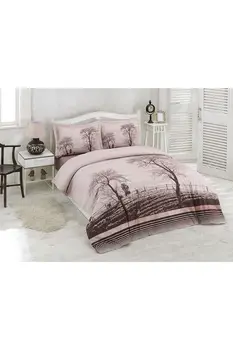 

Ozdilek Ranforce Wood Soft Feel Hypoallergenic % 100 Cotton 4 Pieces Double Duvet Cover Set with Flat Sheet Brown