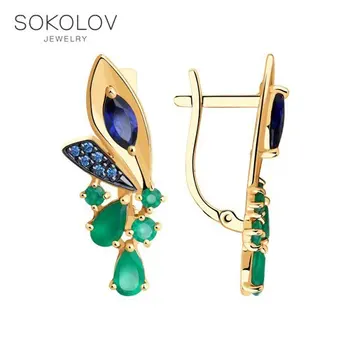 

Drop Earrings with stones SOKOLOV gold agate, corundums and cubic zirkonia fashion jewelry 585 women's male, long earrings