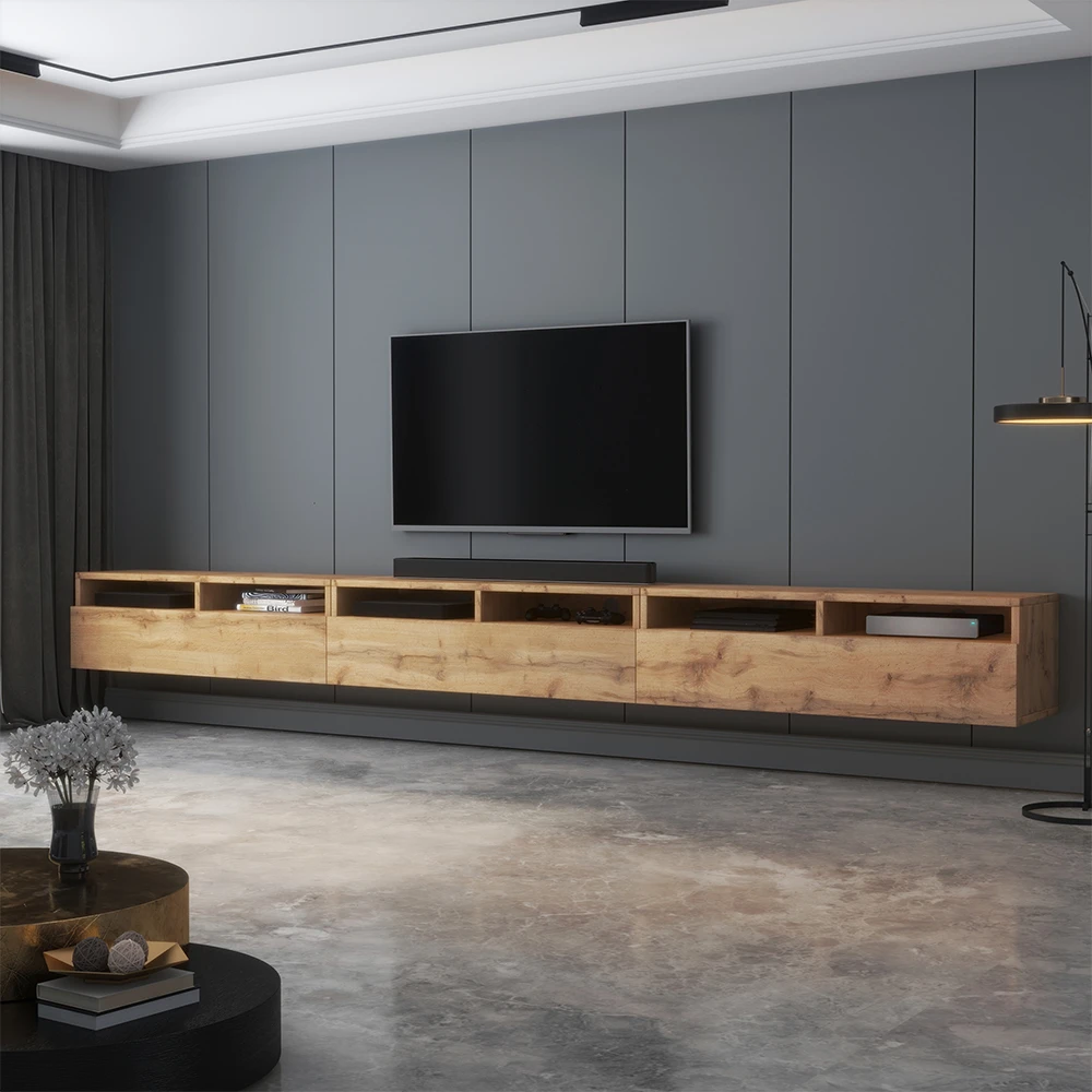 Selsey Rednaw Modern Tv Stand Tv Cabinet With 3 Drawers 300 Cm