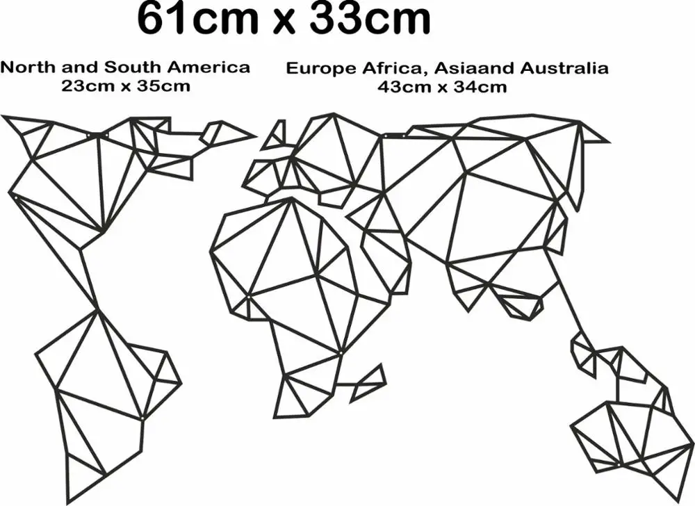 Геометрическая металлическая карта мира Настенная настенное искусство