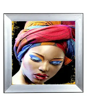 

Canvas Painting Glazed Wood Silver Painted Framed Colorful Beautiful