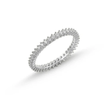 

Silver 925 Sterling Rhodium Plated Single Row Zircon CZ Tamtur Ring