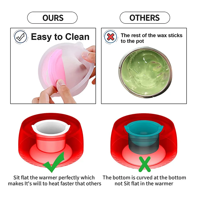 2PCS Silicone Wax Pot Wax Melting Inner Pot Replacement Nonstick Silicone Hair Removal Bowl for 500ml Warmer Machine hair removal wax,hair removal tool
