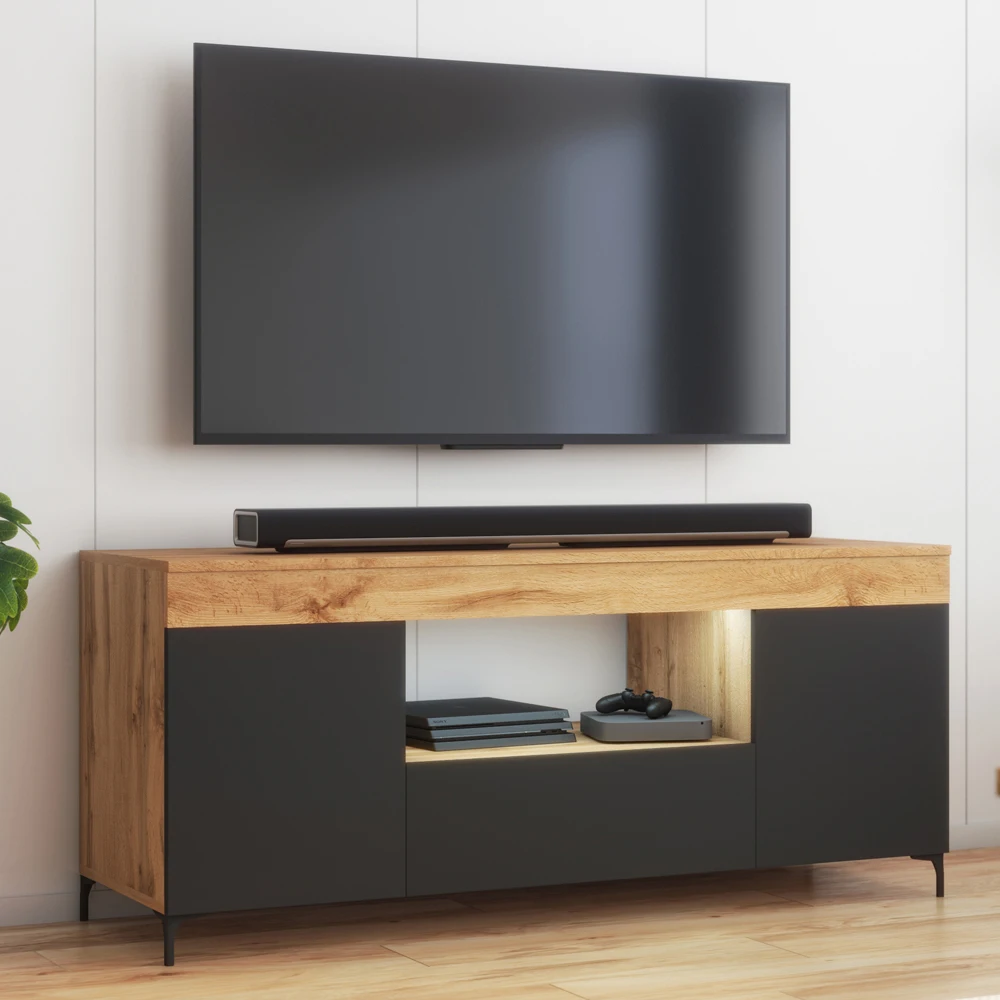 Selsey Gusto Bufet Tv Minimalis Dengan Led Lancaster Oak Hitam Front Stand Tv Aliexpress