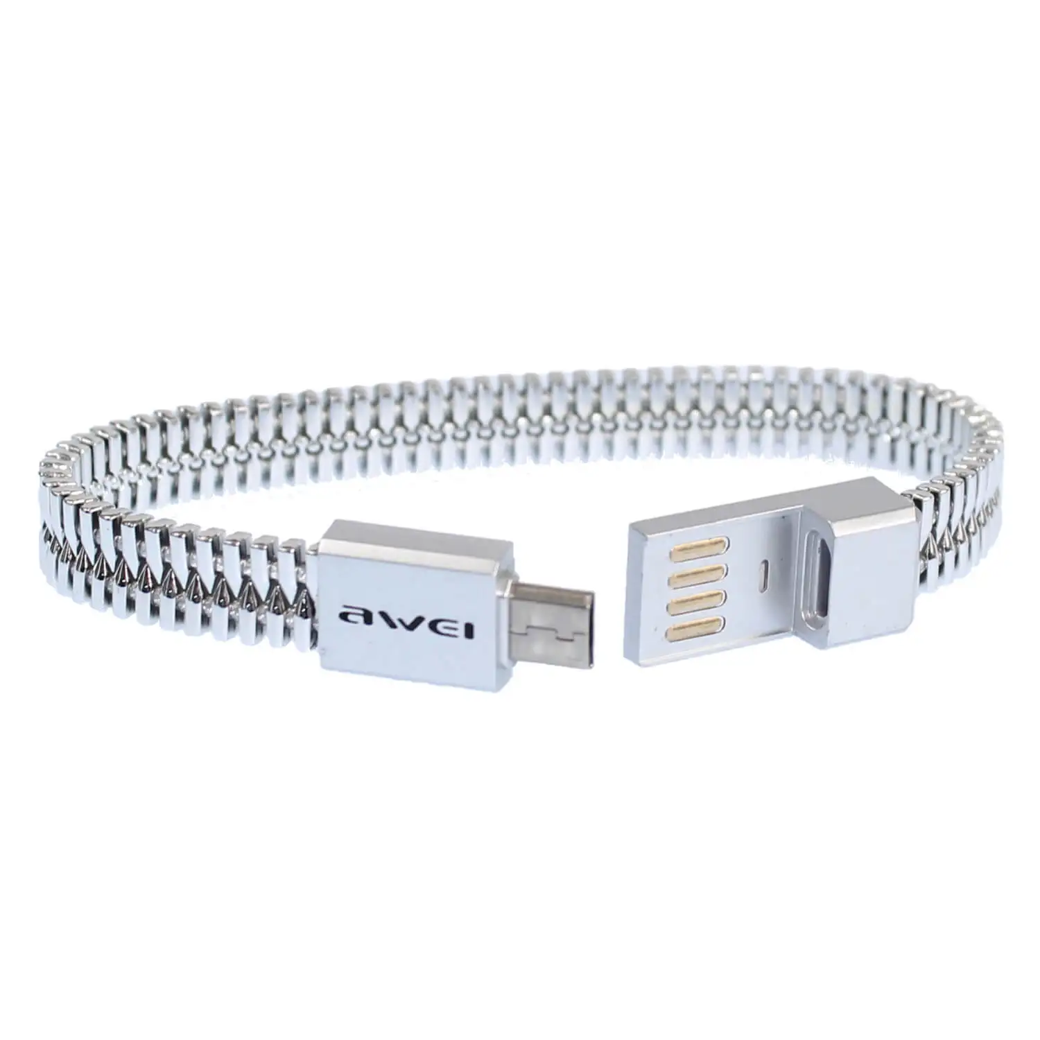 Кабель USB Awei CL-86 в форме браслета micro 22 см серебристый | Электроника