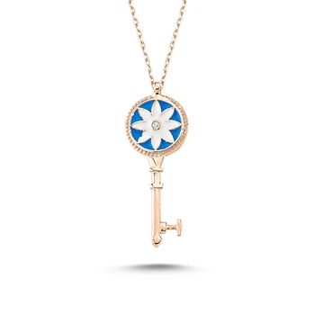 

KUTAYDAN Cabochons Key Necklace 925 Sterling Silver