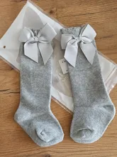 Calcetines de algodón con lazo grande para niña, niño niña medias para, artículos para bebé, Ctue hasta la rodilla, 0-3 años, 1 par