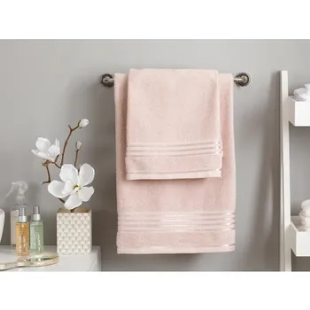 

English Home Romantic Stripe Floşlu Bath Towel Set 50x85CM + 70x150CM Nude