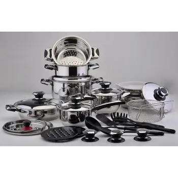 

Battery de Cookware set stainless steel pans non stick pots cooking utensils gas induction game