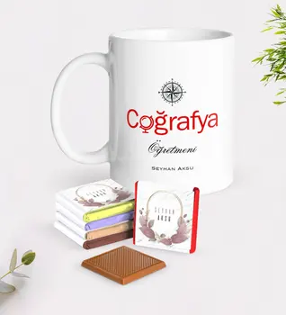 

Personalized Geography Teacher White Mug and Chocolate Gift Seti-1