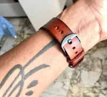 Correa de cuero de vaca hecha a mano para Apple Watch, repuesto para pulsera de 44mm, 40mm, 42mm y 38mm, Series SE 6, 5, 4, 3, 2, iWatch Watch