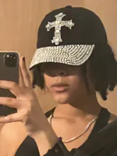 YARBUU Hat Baseball-Cap Rhinestone Cap Sun-Hat Adjustable Women Cotton for The