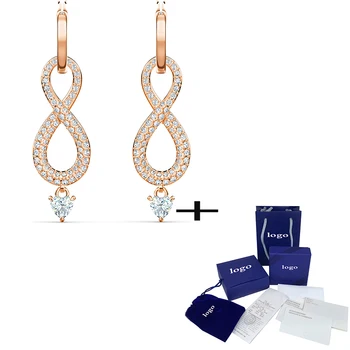 

2020 New Fashionable Exquisite Minimalist Rose Gold Endless INFINITY Pierced Earrings Give Girlfriend Elegant Birthday Gift