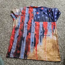 Camiseta con estampado de la bandera americana para hombre, camiseta informal de moda con cuello redondo holgado de talla grande, ropa de calle muscular, camiseta de verano 2021