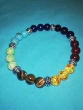 Pulsera de piedra Natural de 7 Chakras, Cristal púrpura, piedra de Ojos de Tigre, pulsera de cuentas de piedra redonda de siete pulsos para Yoga