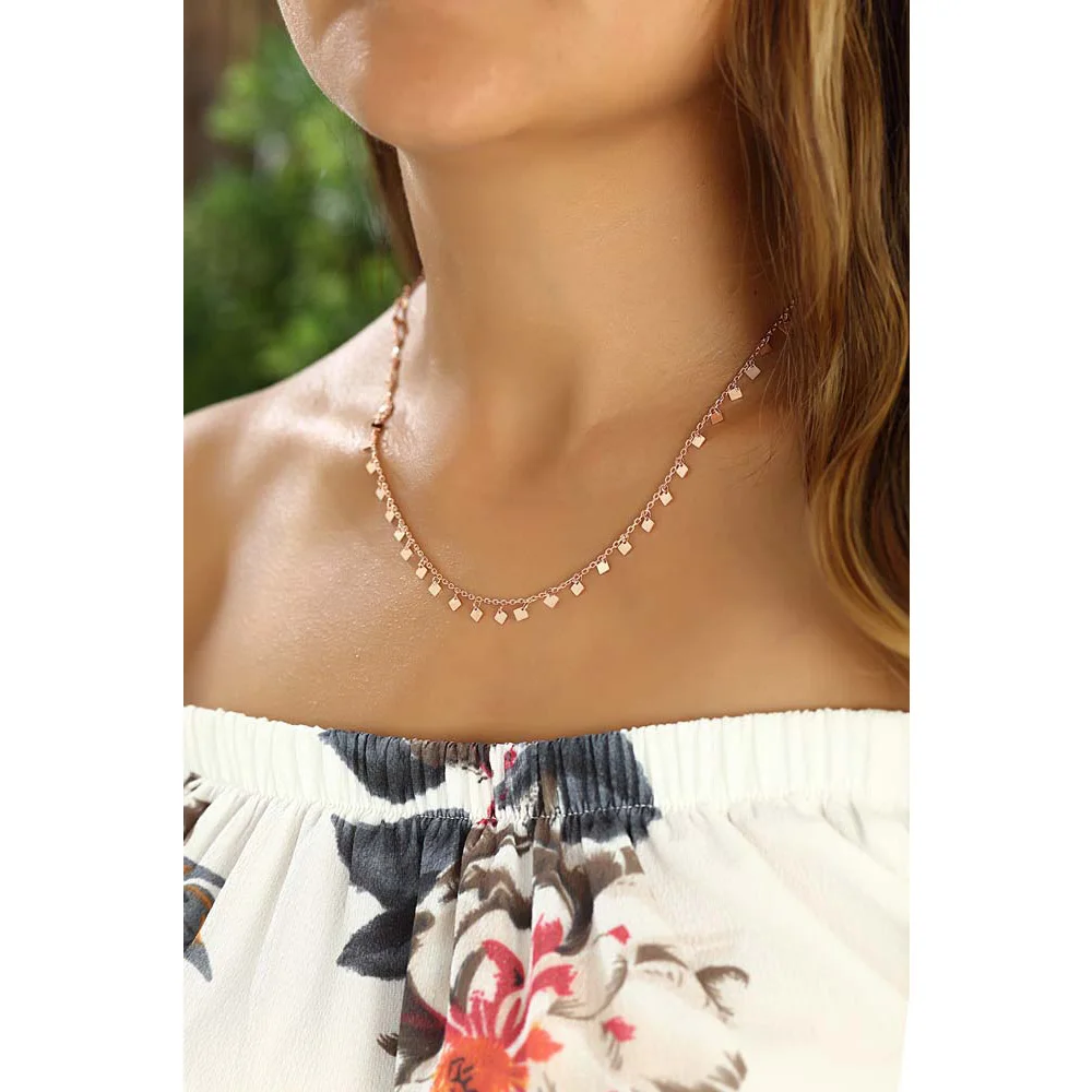 

Glossy Scatters Necklace Jewelry Pendant 925 Sterling Silver Rose Gold Plated Featuring Zircon with Chain