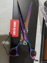 7 〞-Tijeras/Tijeras profesionales de peluquería, 7 pulgadas, láser, tijeras para cortar Cable, hoja dentada fina, diseño antideslizante