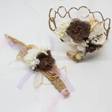 Bohem в декорированном мешковиной горшке Çiçekli taca ve bileklik Gelin Nedime Dış Çekim