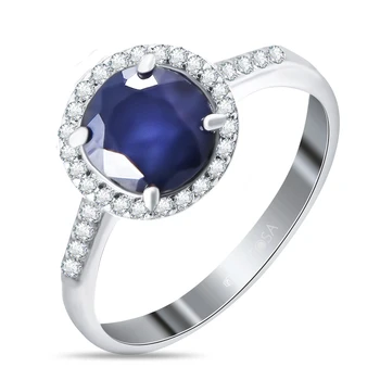 

Silver ring with cubic zirconia Sint. And Sapphire Nat. (U)