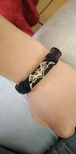 Pulsera de murciélago de cuero negro Vintage para hombre y mujer, cadena de cuerda hecha a mano, pulseras con abalorio de murciélago, accesorios de joyería A700
