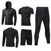 Men's Workout Clothes Athletic Shorts Shirt Set 5 in1 for Basketball Football Exercise Training Running Gym Compression Suits 3