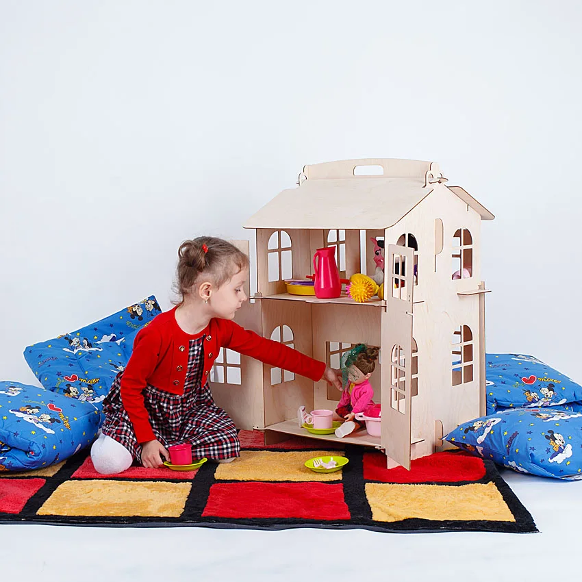 Cheap Dolls Home Toys house DIY Painting Construction Board Education Toy Children Gifts doll accessory block part puzzle DFB 2d