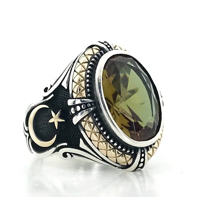 

Zultanit the Moon the stars Hand Generation Silver Men 'S Ring