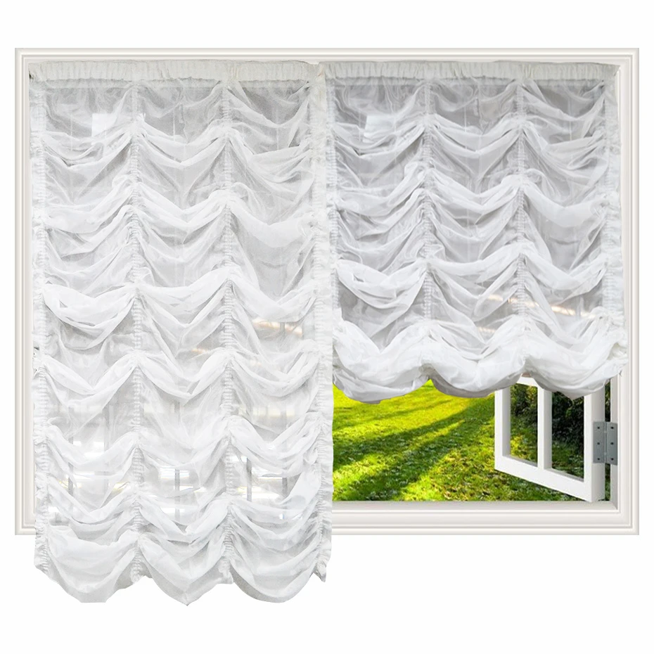 Luxury Austria Curtain Unique Puff Drape Balloon Blind Waterfall Sheer