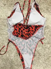 Bañador sexy de una pieza para mujer, monokini con estampado de leopardo, traje de baño de estilo vendaje, bikini acolchado de realce, de verano