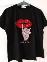 Black T-Shirts Short-Sleeve Trend-Tops Hot-Drilling Korean-Version Cotton Women Summer