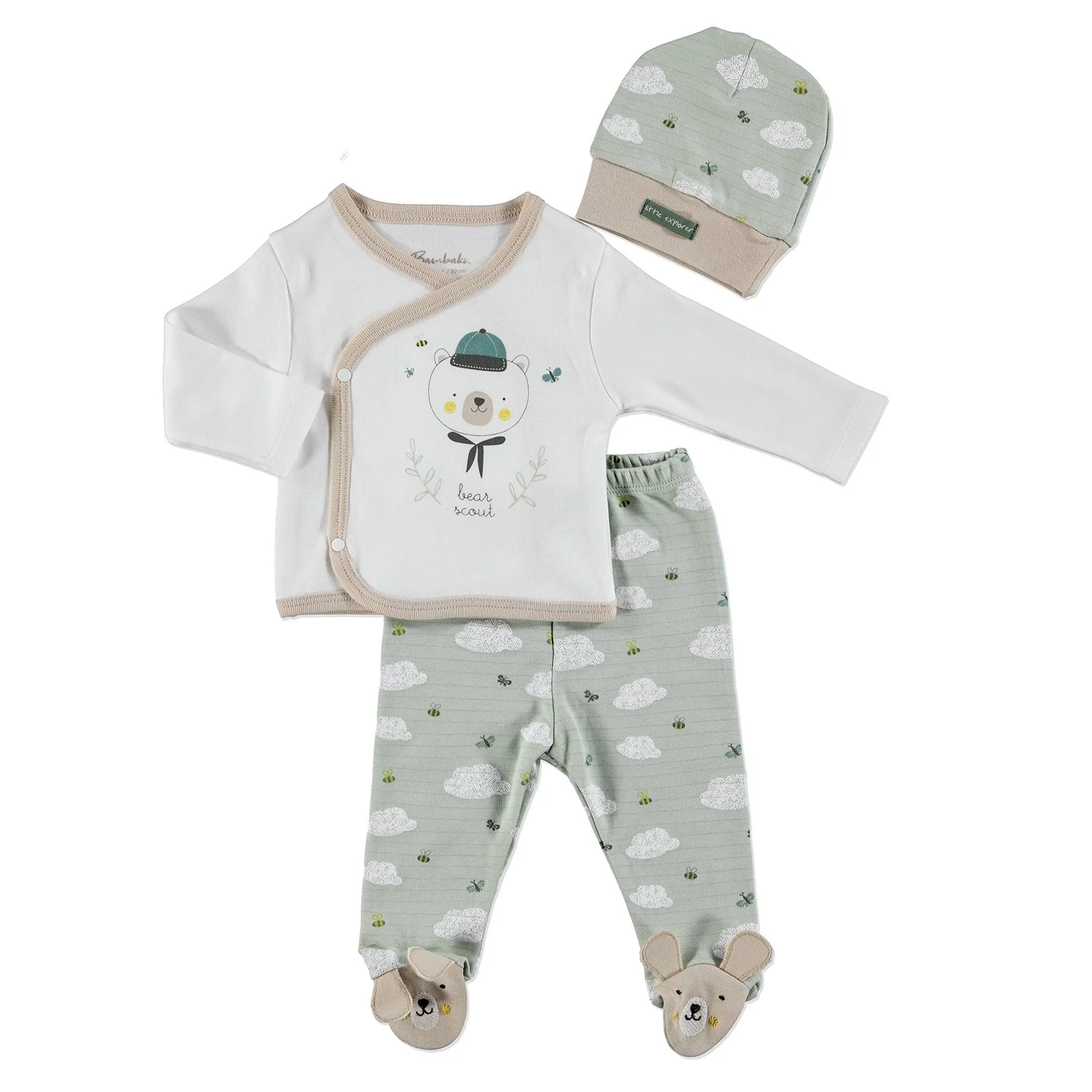 

ebebek Bambaki Scout Bear Baby Boy Hat Footed Pants 3 pcs Set