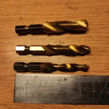 Taladro titanio plateado caña hexagonal HSS rosca de tornillo broca métrica taladro Bits máquina para tornillos compuesto M3 M4 M5 M6 M8 M10 herramientas de mano