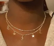 De aleación de moda Luna estrella COLLAR COLGANTE mujeres gargantilla collar de cadena de las mujeres de la boda diario mujer joyas de regalo a la moda
