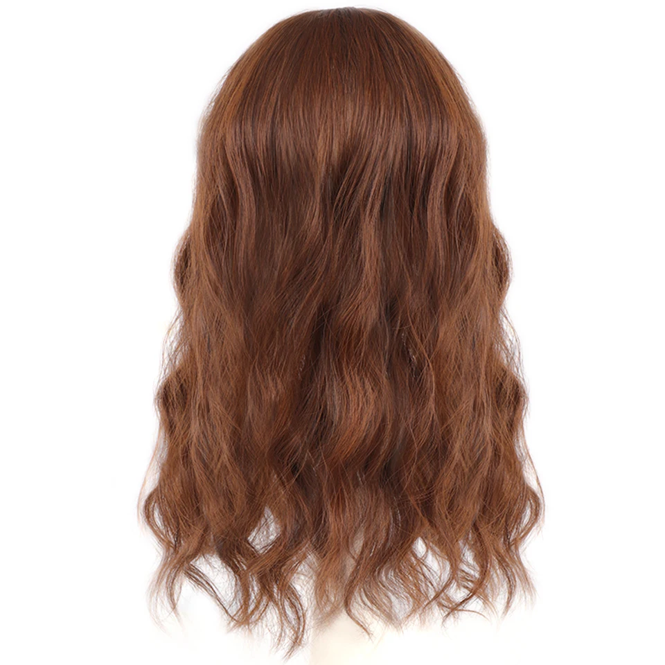 Synthetic Wavy Reissue Block Replacement Wig With Bang Top Hair Pieces Half Head Cover White Hair Natural Invisible Fake Hair