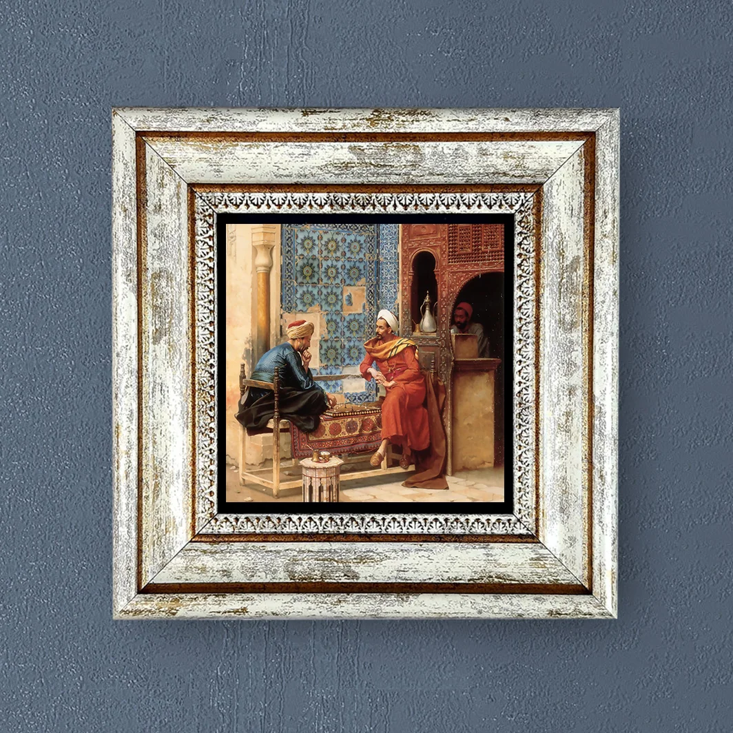 

Handmade Natural Stone Painting Framed Wall Decor Osman Hamdi Themed Room Vintage Poster Picture Gift Ornament Print Piece