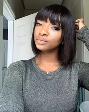 Short Human Hair Wigs Bob Hair Wig Human Hair Wigs With Bangs Brazilian Straight Hair