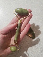 Gua Sha-Rodillo de piedra de jade para masaje facial, rodillo estiramiento piel cuello, doble cabezal, relajación de la piel, piedra de jade natural