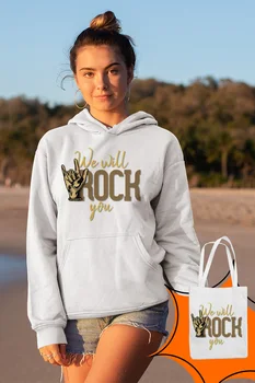 

Angemiel Wear We Will Rock You White Women 'S Hooded Sweatshirt Bags Kombin