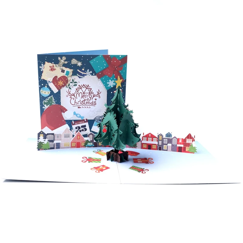  3D Pop Up Merry Christmas Gifts Cards 10 Pcs with Envelope for Party Invitation All Occasion Custom - 32947661429