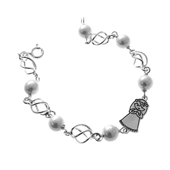 

Law silver bracelet 925m First Communion 16.5cm. Reason girl pearls cages closure reasa [AC1269]