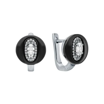 

Silver earrings with ceramics and cubic zirconia sunlight sample 925