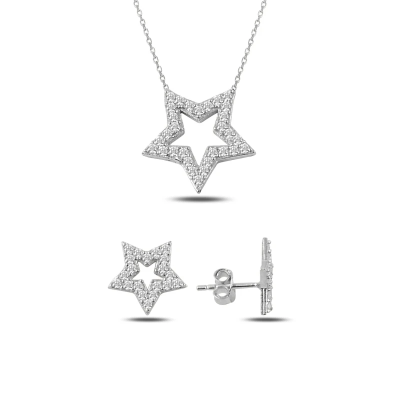 

Silver 925 Sterling Zircon Cubic Zirconia Star Set