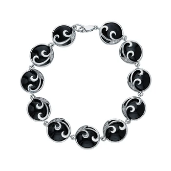 

Silver Bracelet with Onyx synthetic and cubic zirconia sunlight sample 925