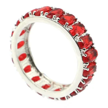 

23x5mm Luxury SheCrown Created Red Blood Ruby Ladies Jewelry Making Silver Rings