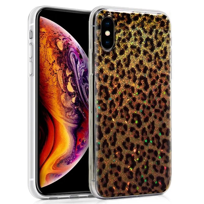Чехол для iPhone XS Max Блестящий Леопардовый