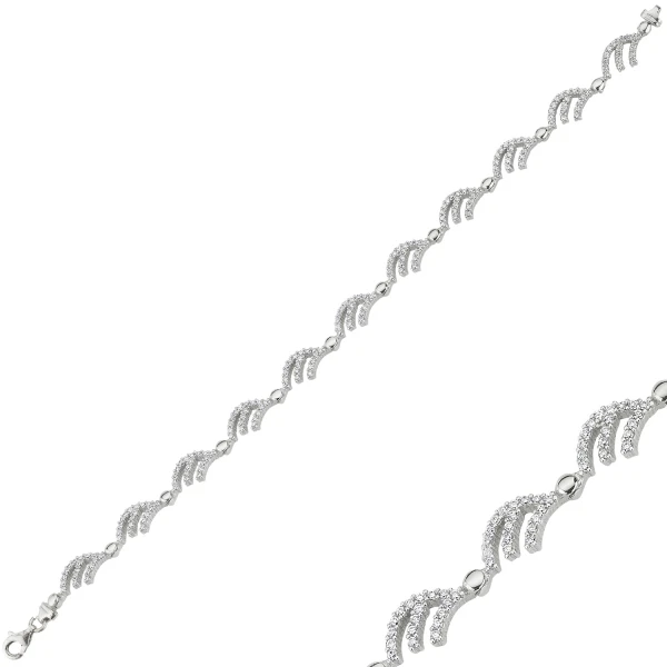 Серебряный 925 пробы циркониевый браслет Ancl