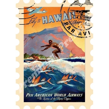 

Hawaii souvenir magnet vintage tourist poster