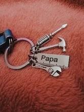 Llavero con diseño de letras de papá, destornillador de martillo creativo, llavero de llave inglesa, decoración de bolso, colgante con borla, regalos para el Día del Padre